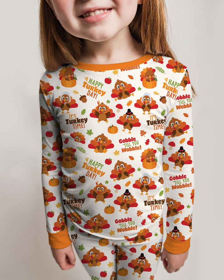 Happy Turkey Day Bamboo Two Piece Long Sleeve Pajama Set