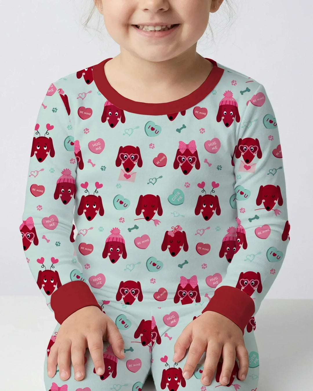 Dachshund Is My Valentine Bamboo Two Piece Long Sleeve Pajama Set