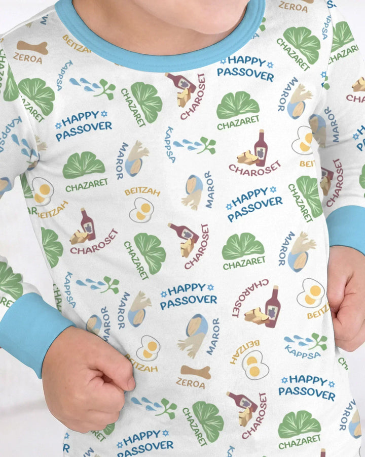 Happy Passover Matching Family Bamboo Two Piece Long Sleeve Pajama Set