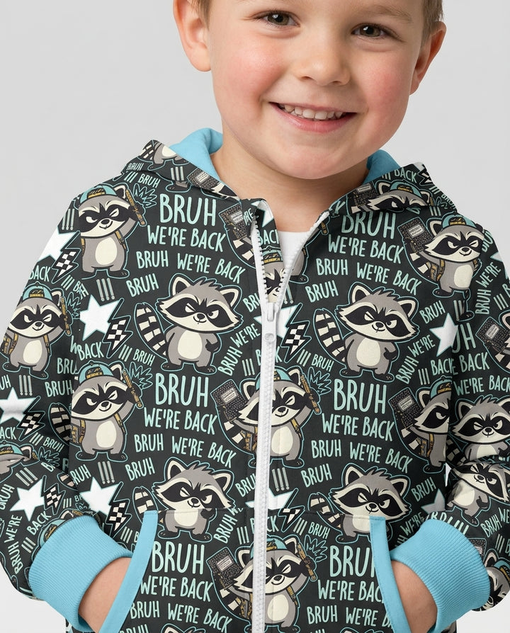 Bruh We're Back Raccoon Bamboo Zip Hoodie