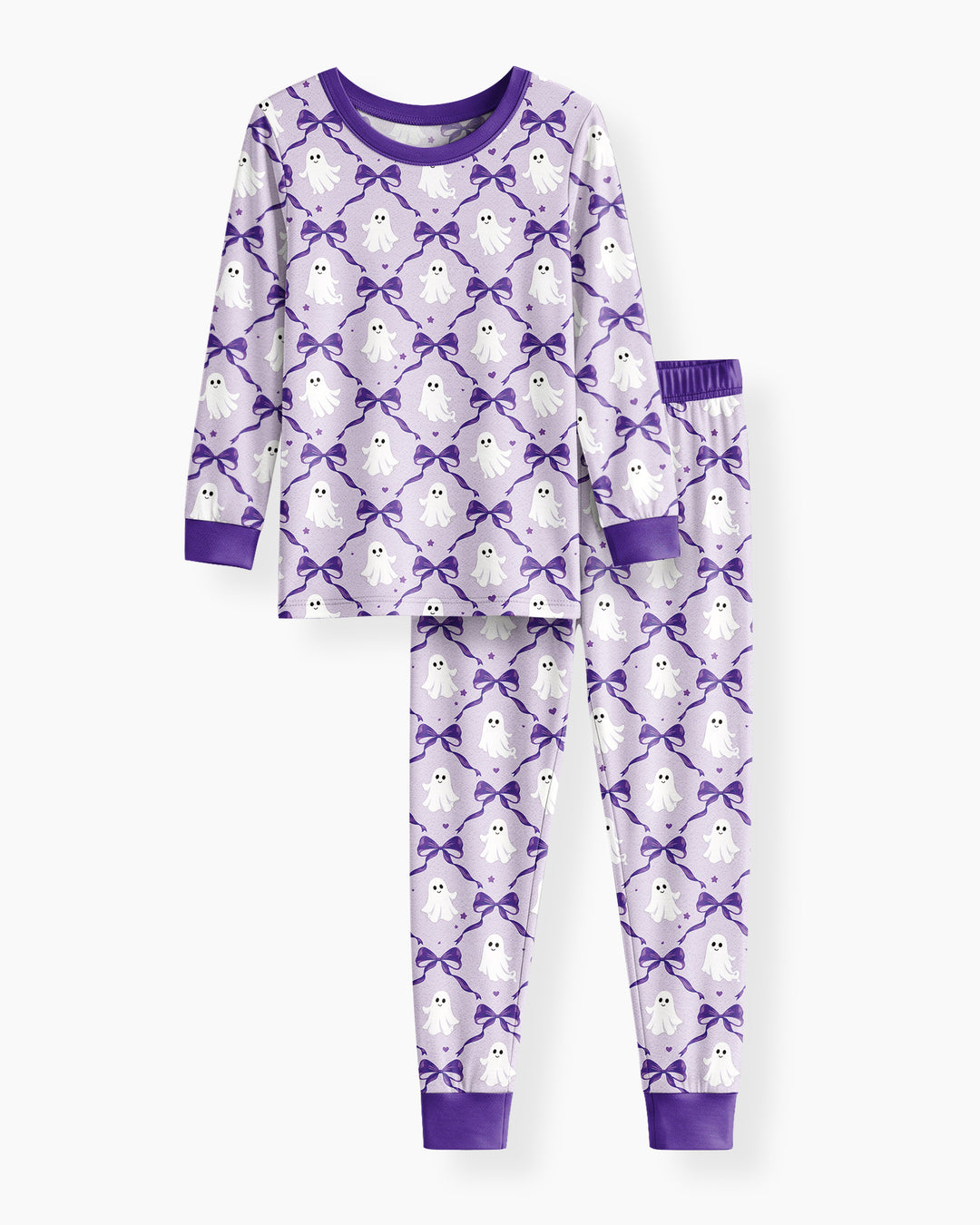 Cute Ghost Boo Coquette Halloween Bamboo Two Piece Long Sleeve Pajama Set
