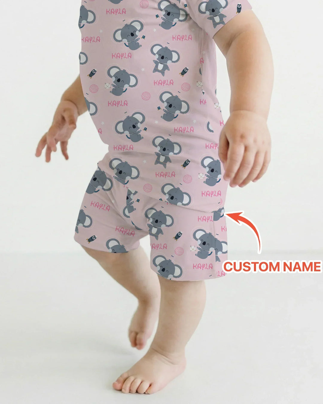 Custom Name Cosmic Koala Bamboo Two Piece Short Sleeve Shorts Pajama Set