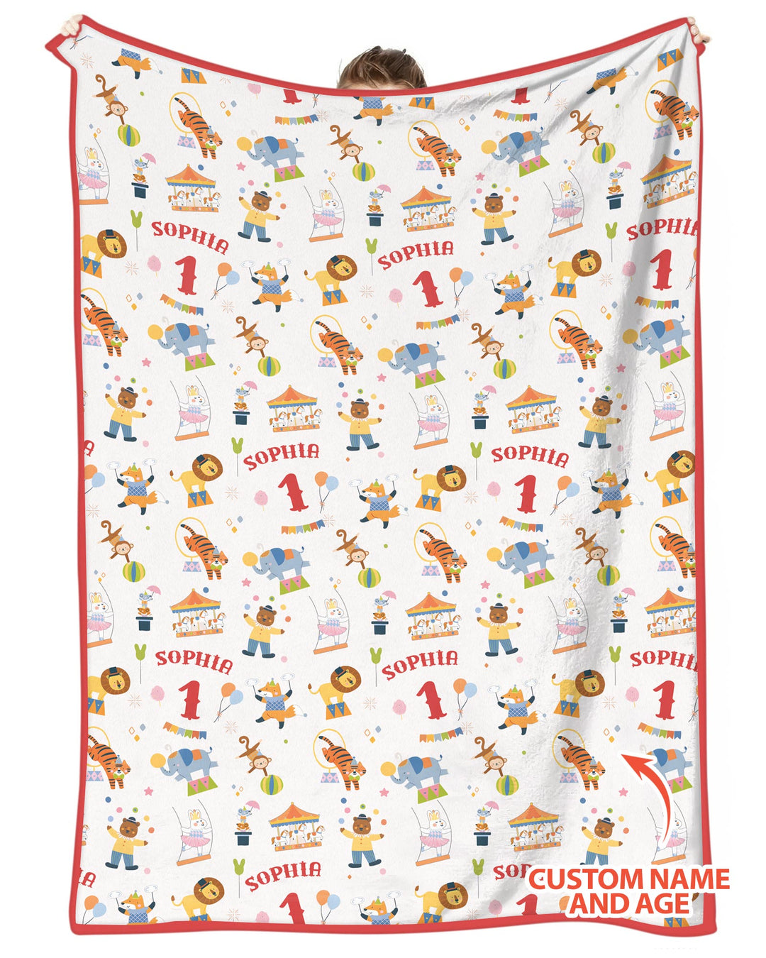 Custom Name Birthday Circus Bamboo Blanket