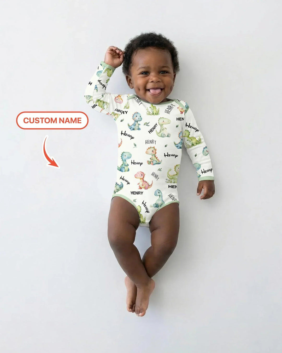 Dinosaur Custom Name Bamboo Bodysuit