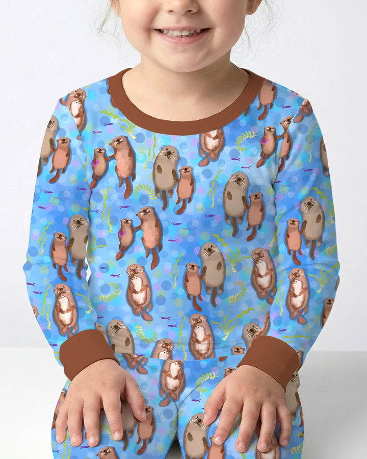 Otterly Together Bamboo Two Piece Long Sleeve Pajama Set