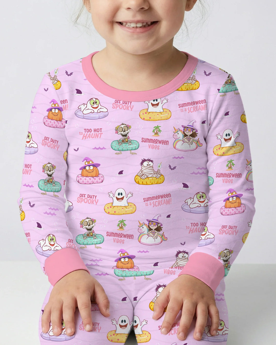 Summerween Cartoon Bamboo Two Piece Long Sleeve Pajama Set