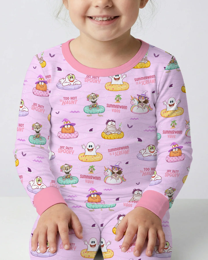 Summerween Cartoon Bamboo Two Piece Long Sleeve Pajama Set