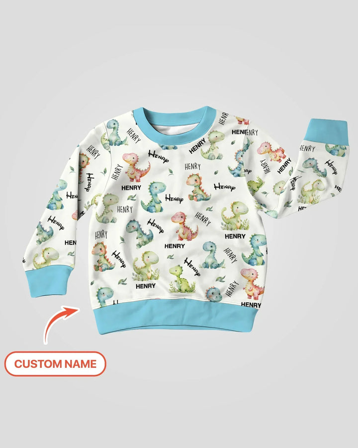 Dinosaur Custom Name Bamboo Crewneck Sweatshirt
