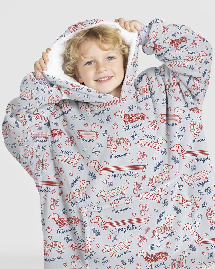 Funny Dachshund Pasta Pups Blanket Hoodie