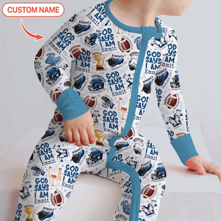 God Says I Am Touch Down Time Custom Name Bamboo Convertible Zippy