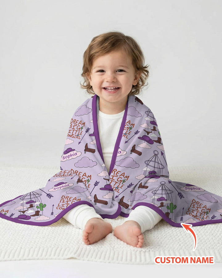 Litlle Cowboy Sis Bro Matching Bamboo Blanket