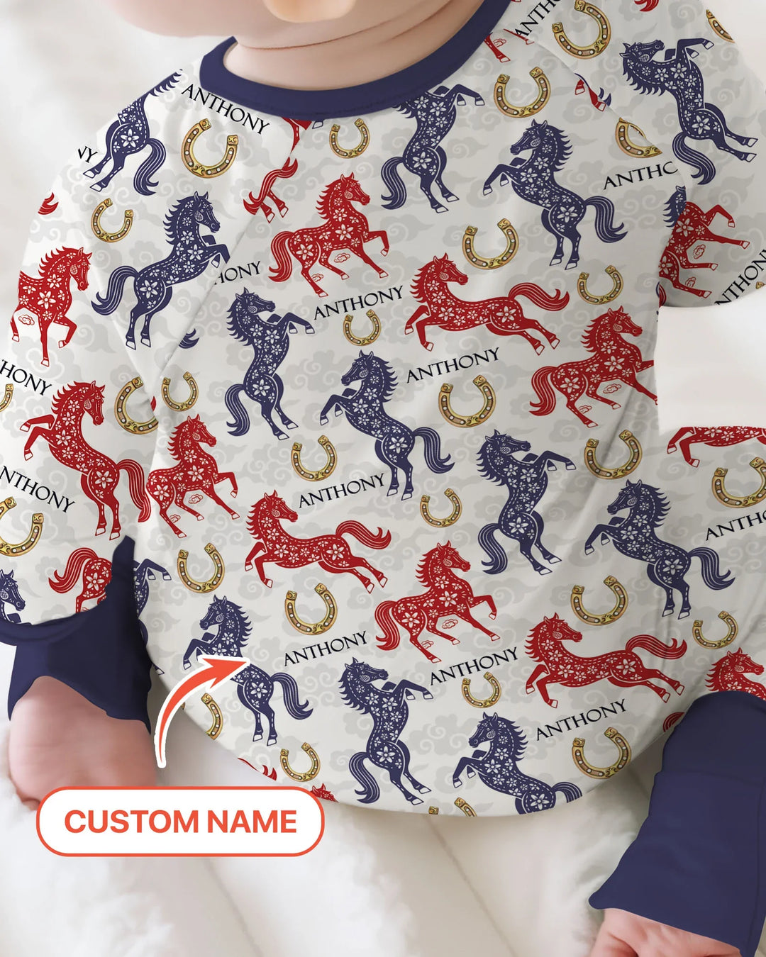 Custom Name Chinoiserie Horses Bamboo Convertible Zippy