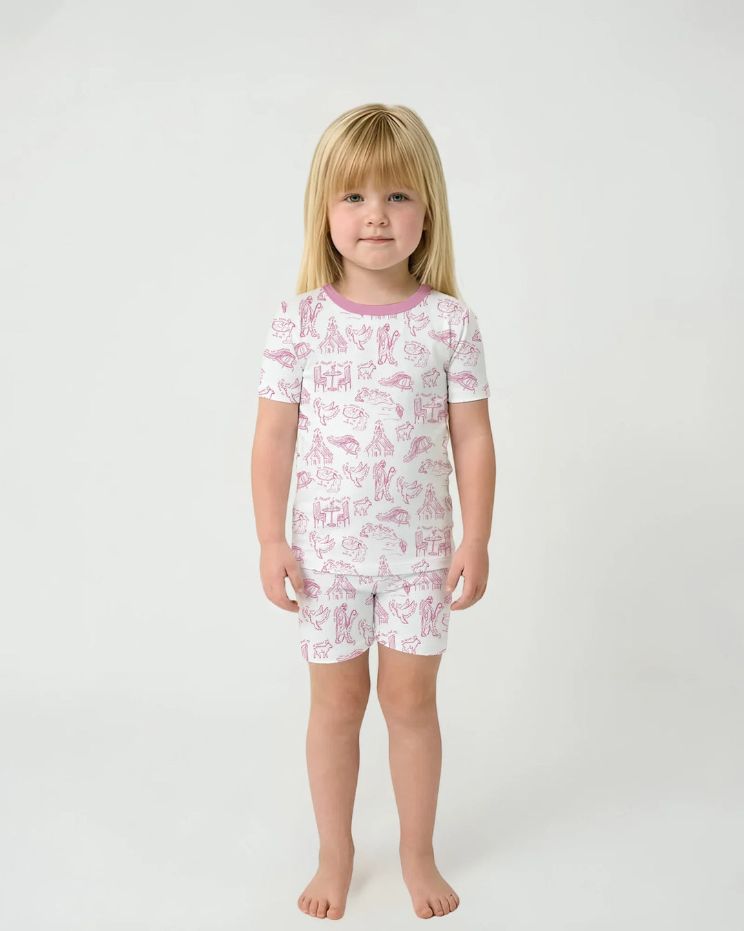 Psalm 23 Sketch Bamboo Two Piece Short Sleeve Shorts Pajama Set