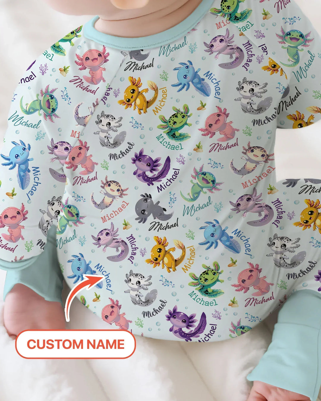 I Love You Axolotl Custom Name Bamboo Convertible Zippy