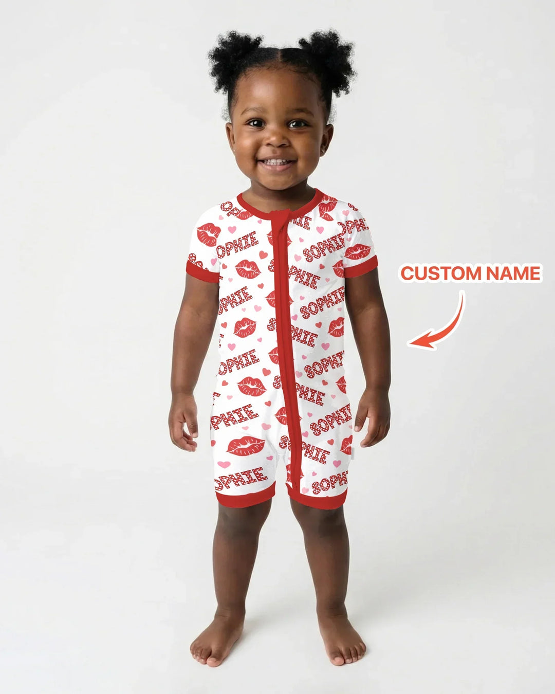 Custom Name Valentine Kiss Bamboo Shorty Zippy