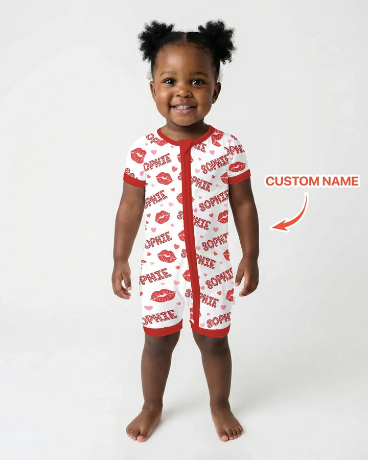 Custom Name Valentine Kiss Bamboo Shorty Zippy