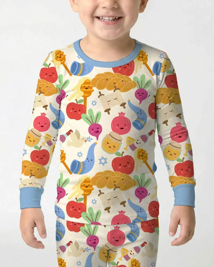 Shana Tova Rosh Hashanah Bamboo Two Piece Long Sleeve Pajama Set