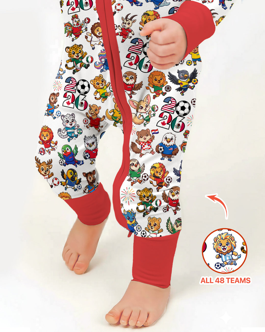Kawaii Animals Soccer Tour 2026 Family Matching Bamboo Convertible Zippy