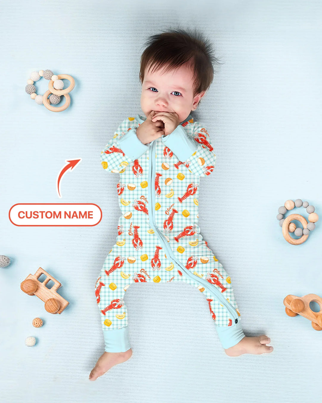 Custom Name Preppy Crawfish Season Bamboo Convertible Zippy