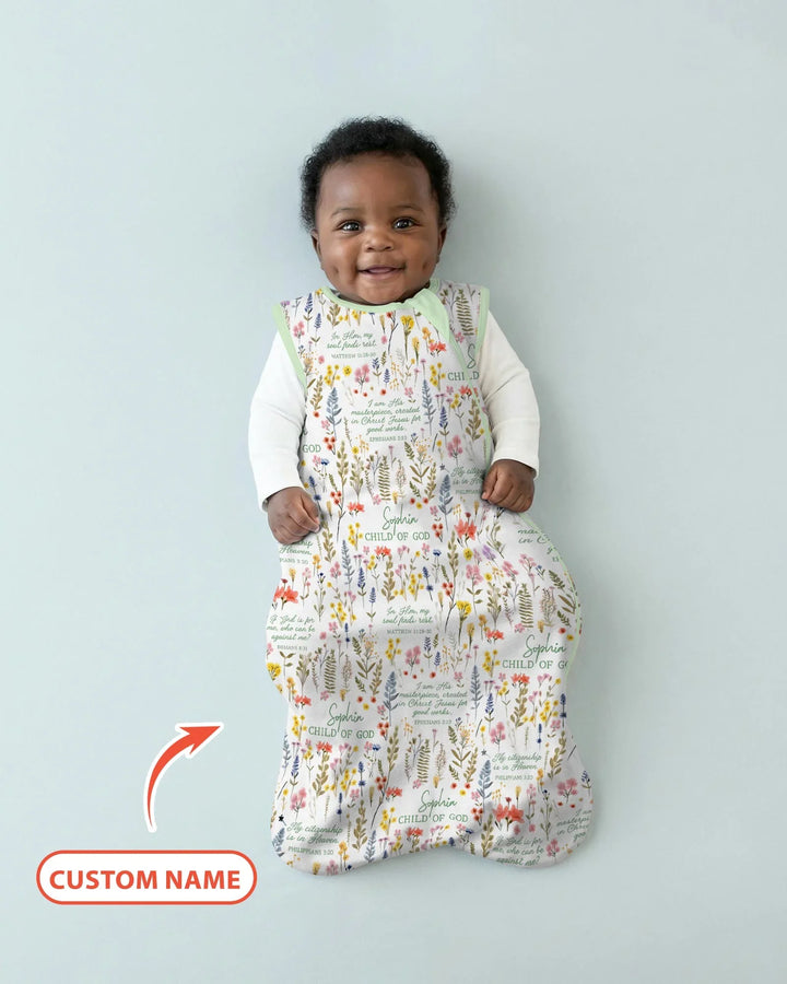Custom Name Child of God Flower Garden Bamboo Sleep Bag