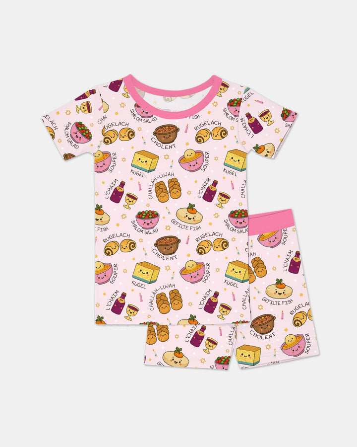 Shabbat Shalom Bamboo Two Piece Short Sleeve Shorts Pajama Set