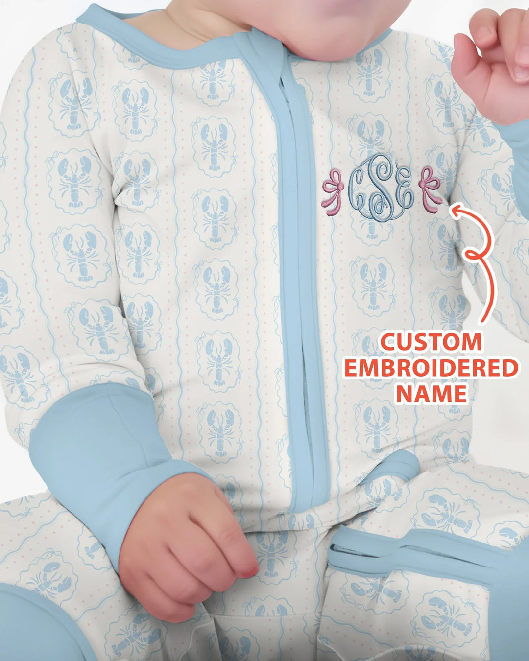Custom Monogram Letter Embroidered Baby Bamboo Convertible Zippy