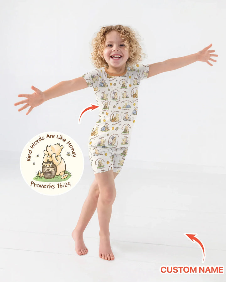 Kind Words Are Like Honey Custom Name Bamboo Two Piece Short Sleeve Shorts Pajama