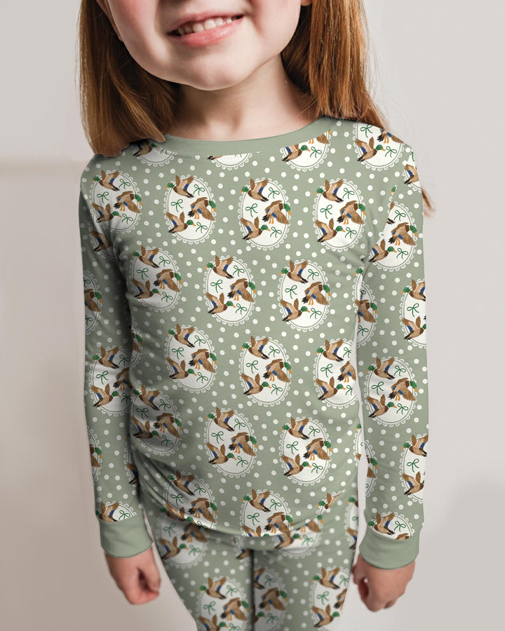 Dapper Ducks & Bows Bamboo Two Piece Long Sleeve Pajama Set