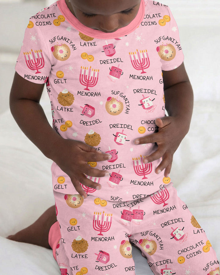 Family Hanukkah Matching Bamboo Two Piece Short Sleeve Pajama Set