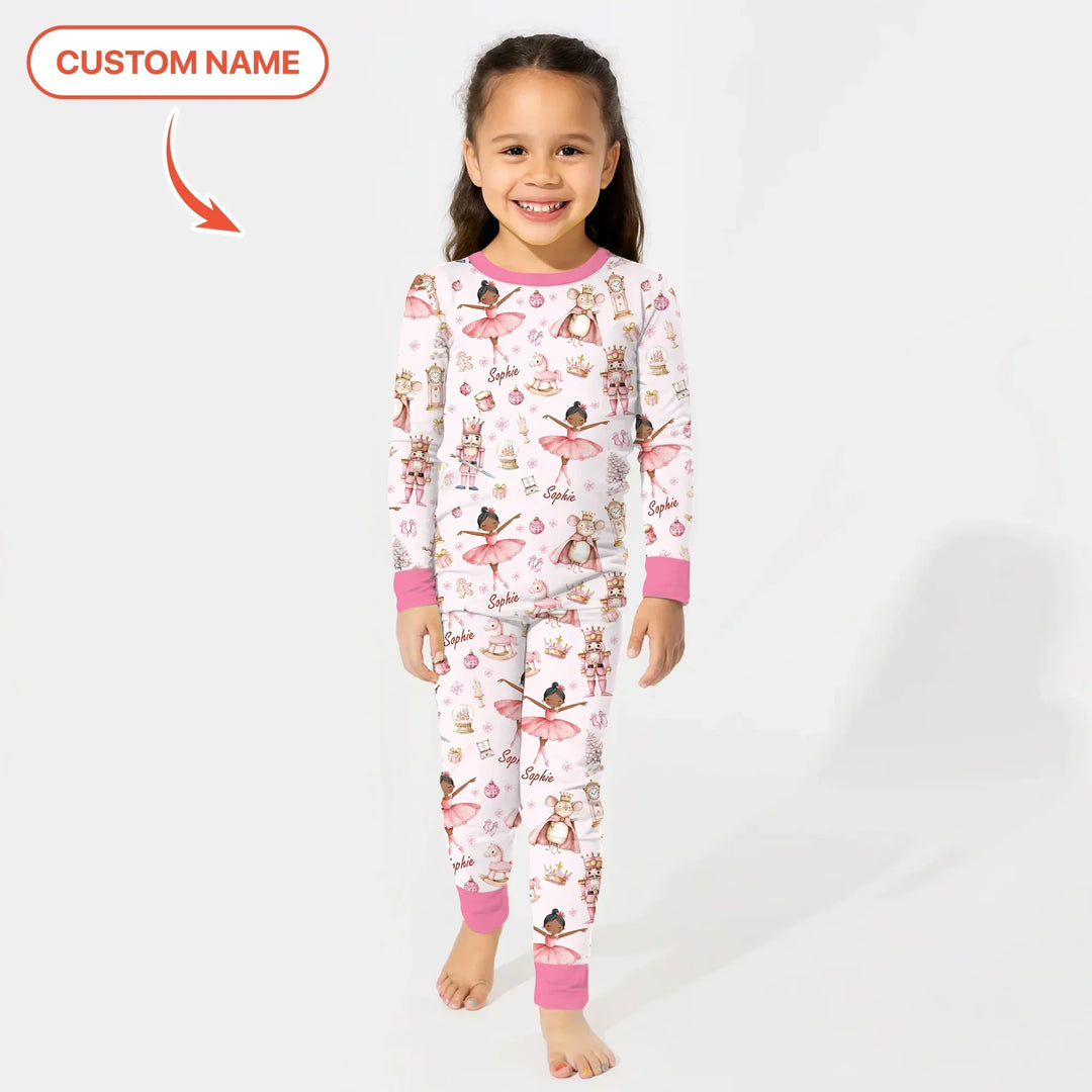 Custom Character "Ballerina Nutcracker Fairytale" Bamboo Two Piece Long Sleeve Pajama Set