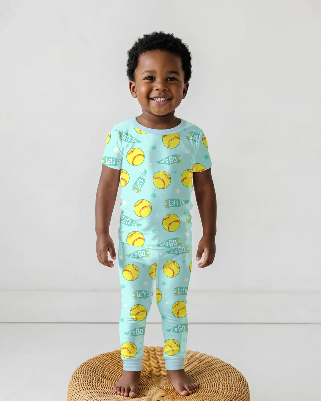 Softball Lovers Bamboo Two Piece Short Sleeve Pajama Set