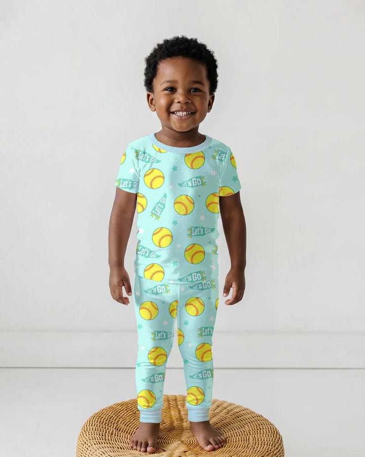 Softball Lovers Bamboo Two Piece Short Sleeve Pajama Set