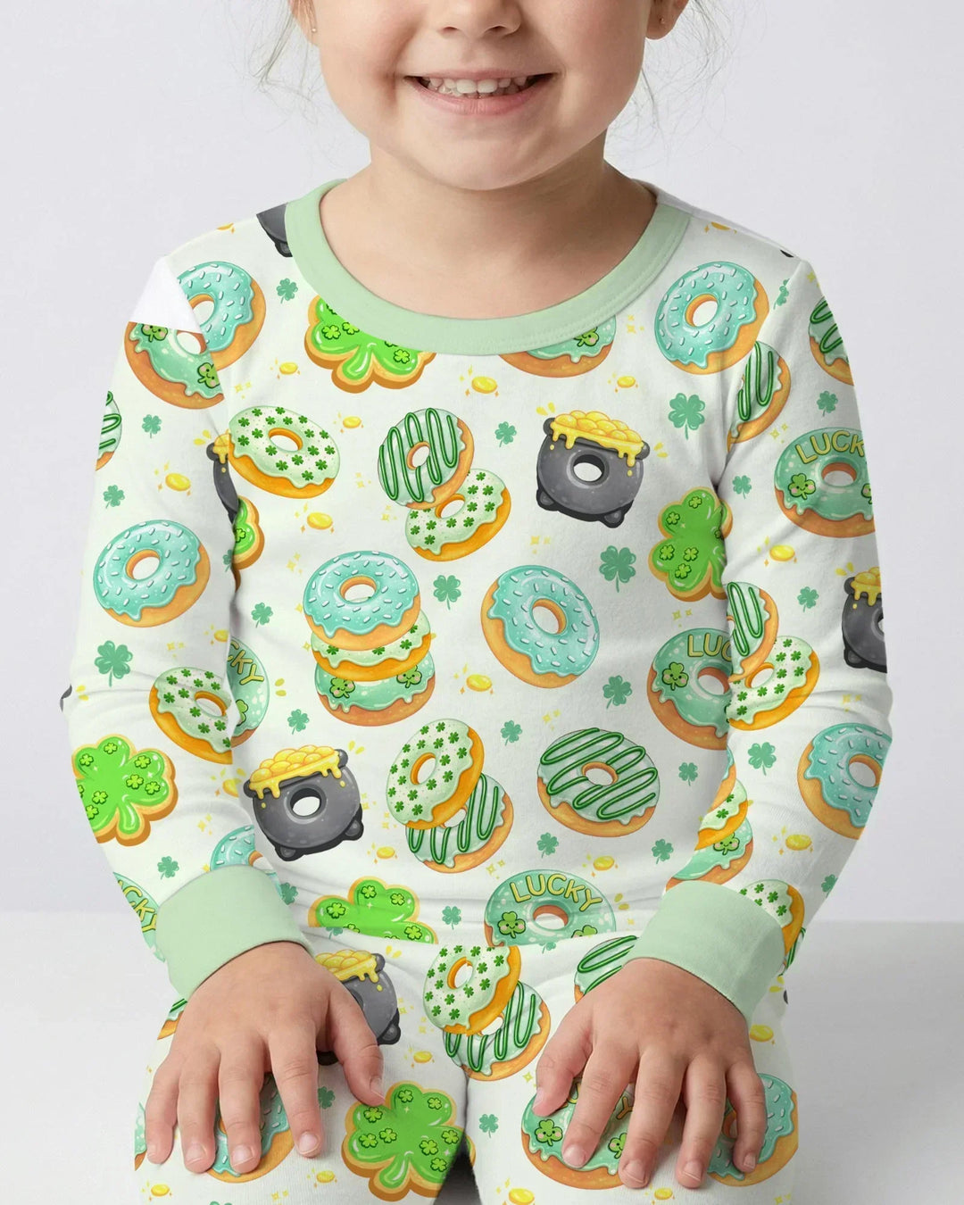 St. Patrick's Day Donut Bamboo Two Piece Long Sleeve Pajama Set