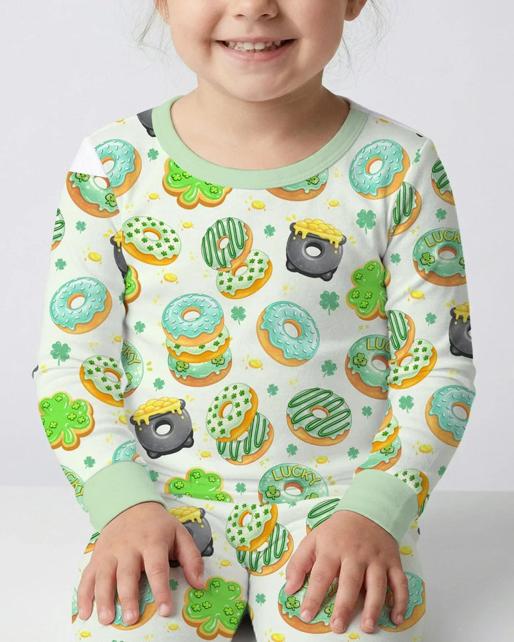 St. Patrick's Day Donut Bamboo Two Piece Long Sleeve Pajama Set