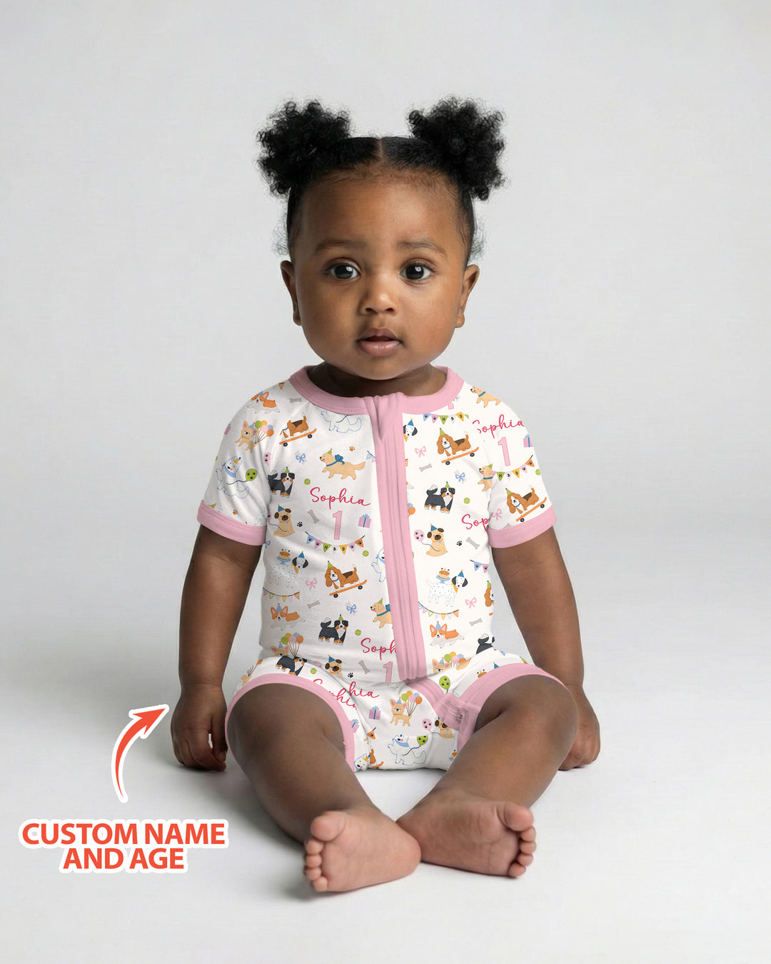 Custom Name Birthday Dogs Party Bamboo Shorty Zippy