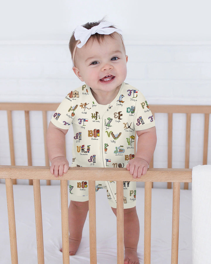 Texas Alphabet Bamboo Shorty Zippy