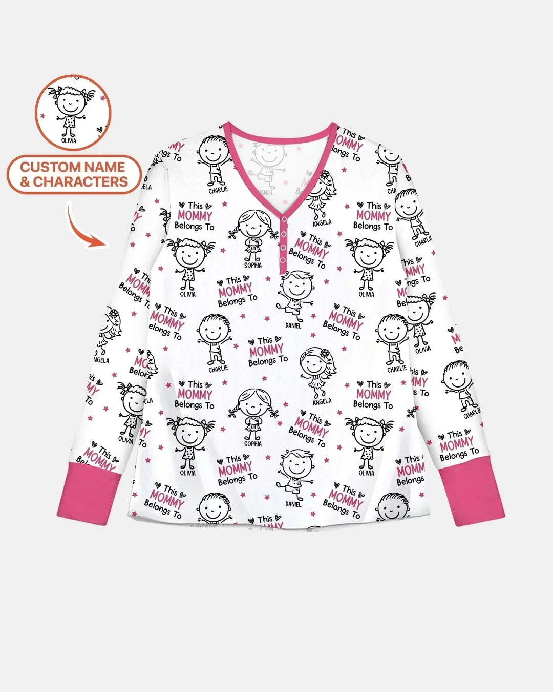 Custom Name "This Mommy Belongs To" Doodle Bamboo Women Pajama Set