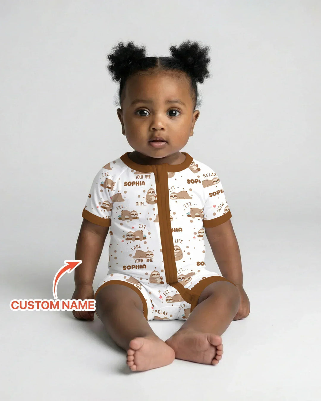 Custom Name Cute Sloth Bamboo Shorty Zippy