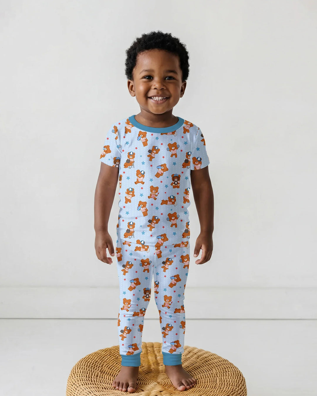 Born To Play Baseball Bamboo Two Piece Short Sleeve Pajama Set