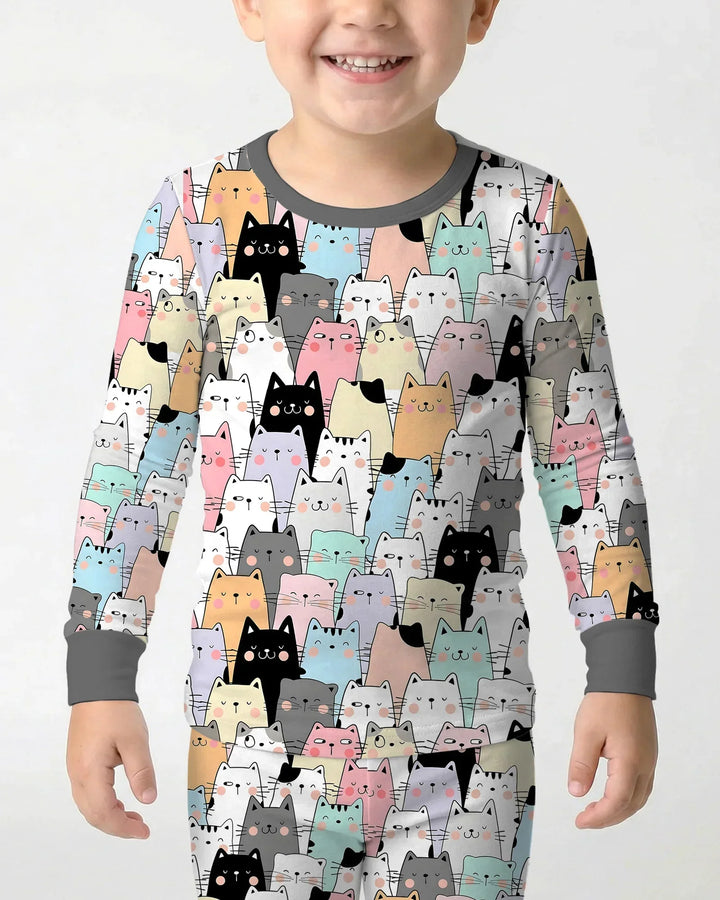 Purrfect Crowd Bamboo Two Piece Long Sleeve Pajama Set