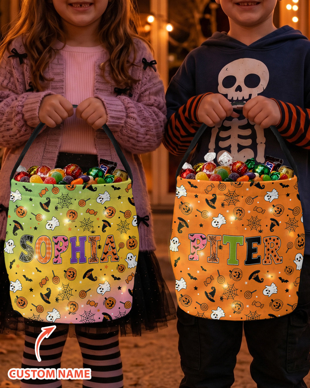 Halloween Name Spooky Letters Led Light Bucket Bag