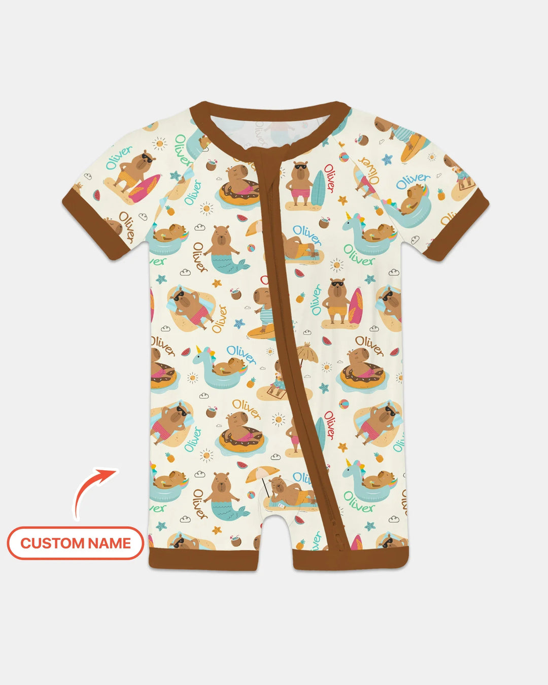 Don't Worry, Be Capy Custom Name Bamboo Shorty Zippy