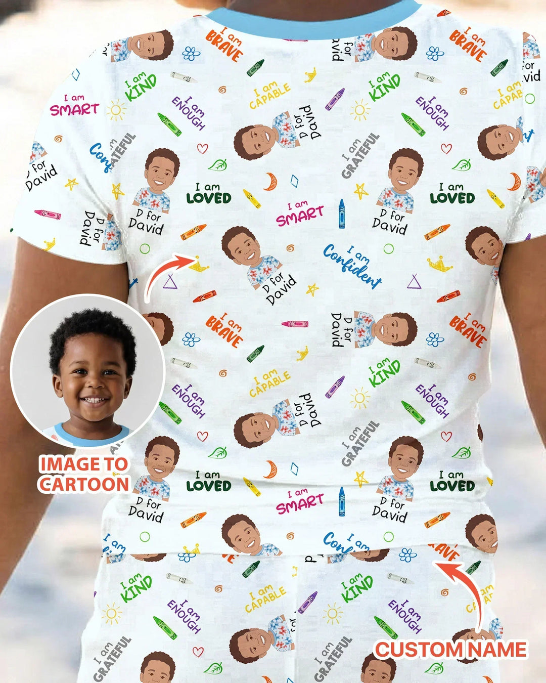 Kids Affirmations Custom  Bamboo Two Piece Short Sleeve Pajama Set