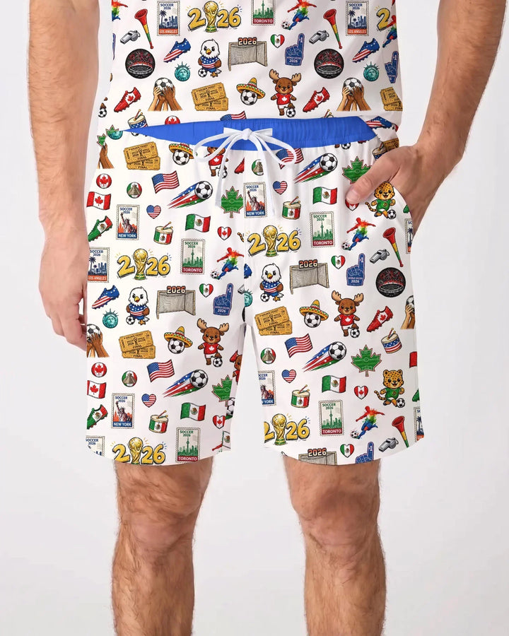 Soccer Cup 2026 Family Matching Bamboo Men Short Sleeve Short Pajama Set