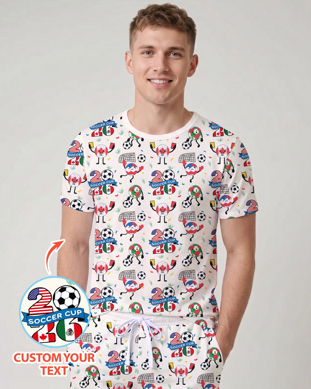 Soccer Squad 2026 Bamboo Men Short Sleeve Short Pajama Set