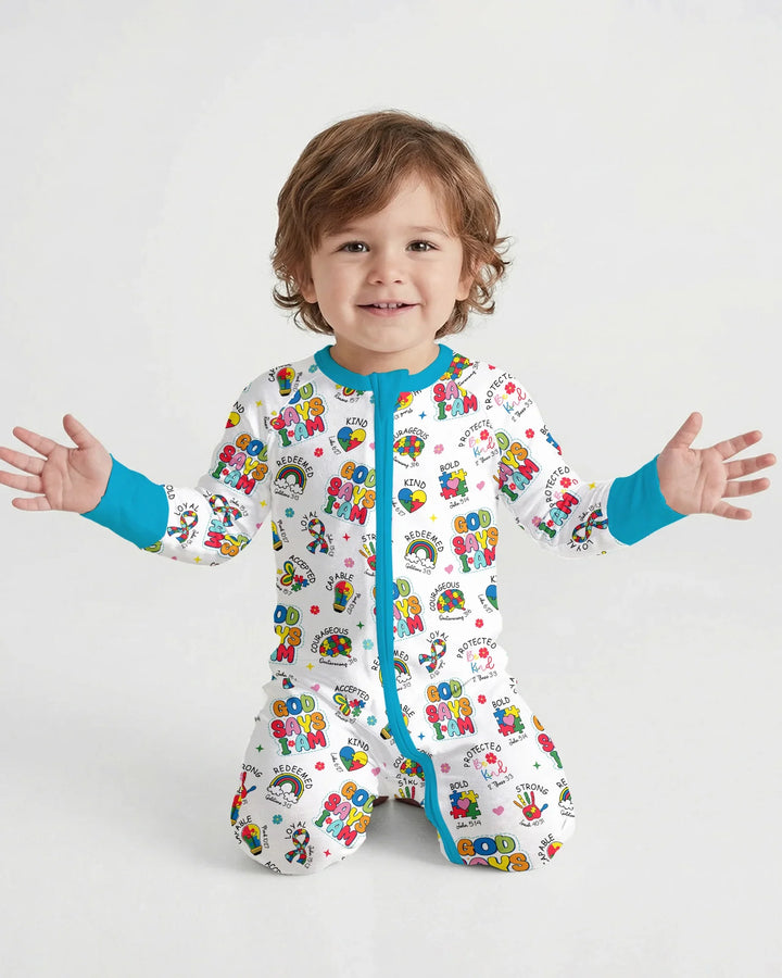 God Says I Am Autism Awareness Bamboo Convertible Zippy
