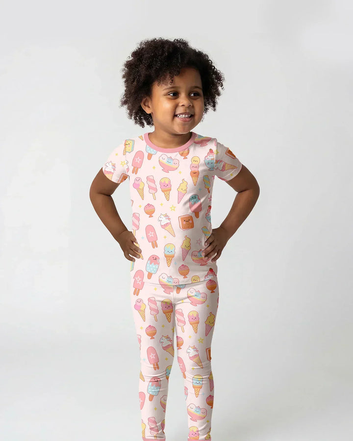 American Ice cream Bamboo Two Piece Short Sleeve Pajama Set