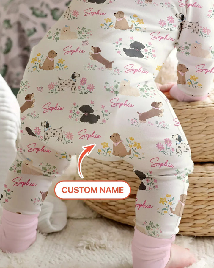 Custom Name Flower Dogs Bamboo Convertible Zippy