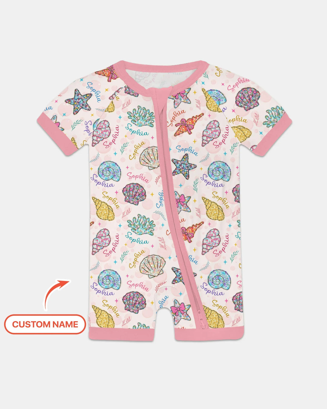 Custom Name Seaside Wildflower Summer Bamboo Shorty Zippy