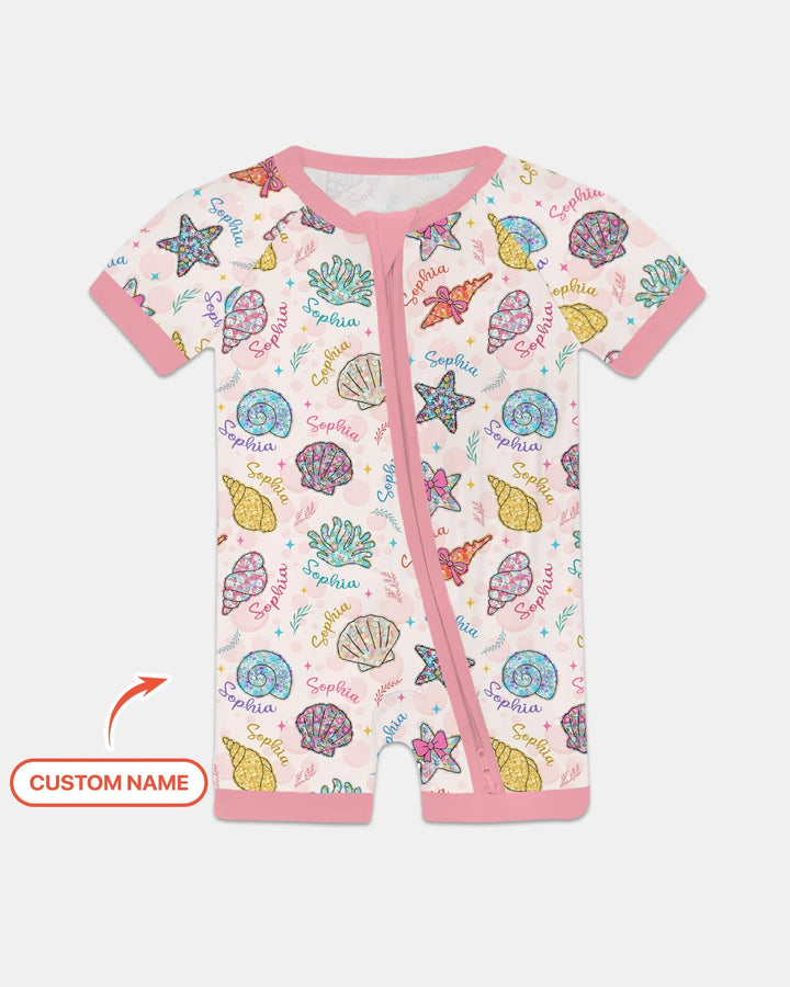 Custom Name Seaside Wildflower Summer Bamboo Shorty Zippy